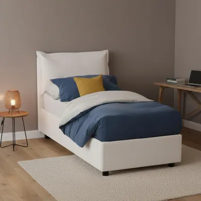 Image de Perpétue - Lit Simple, Blanc, Rangement Fabriqué en Italie