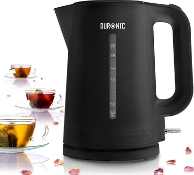 Produktbild von Duronic EK17 BK Wasserkocher - 1,7l Fassungsvermögen - 2200 Watt - Schnellkochend - Basis mit kabellosem Wasserkocher - Automatische Abschaltung - Zeitgemäßes Design - Schwarz