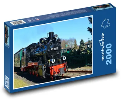 Zdjęcie produktu dla Puzzle 2000 Historyczna lokomotywa parowa na torach - martinpuzzle