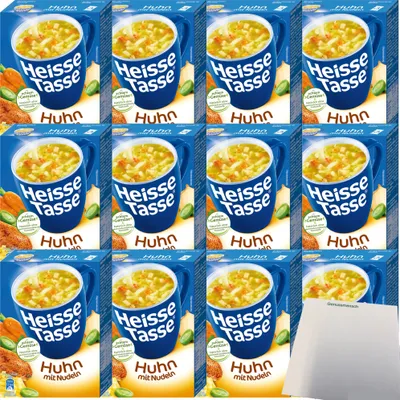 Produktbild von Erasco Heisse Tasse Huhn mit Nudeln 12er Pack (36 Beutel a 12,2g) + usy Block