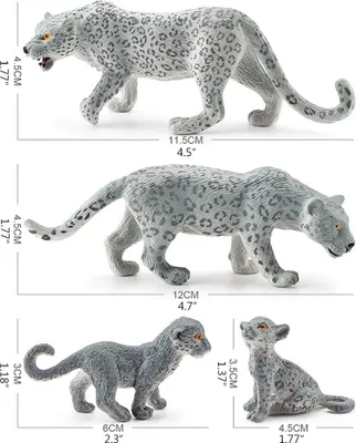 Image de 4 pièces Figurine léopard des neiges PVC Léopards des neiges réalistes Animaux sauvages miniatures Figurine d'action pour Clooection