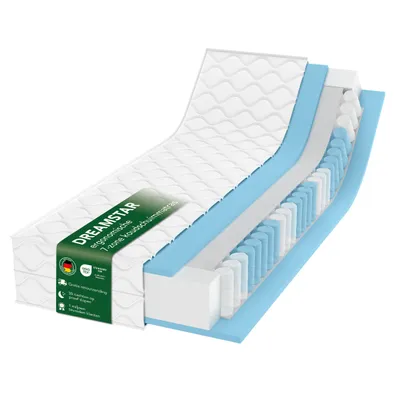 Produktbild von Taschenfederkernmatratze 80x200 cm | 25 cm Höhe | H2 & H3 Wendematratze | Dreamstar Ergo Flex TFK Ultra