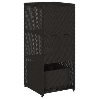 A black poly rattan garden cabinet shown against a white background.