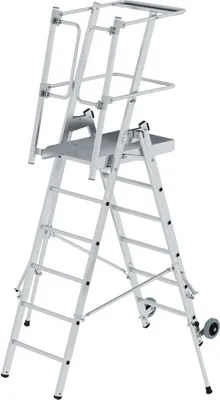 Produktbild von Plattformleiter FlexxStep | 6 Sprossen | inkl. beidseitigem Handlauf | Aluminium | Rutschsichere Leiterschuhe