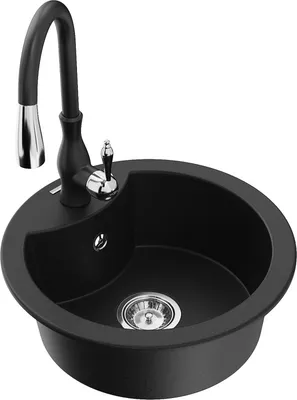 Produktbild von Mexen Diego 1-Becken-Granit-Spüle mit Mischbatterie Savita, Schwarz - 6512-77-672601-70