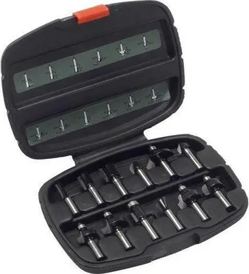 Image de Fraise au carbure Bosch, 12 pièces, Queue 8 mm, Pour bois, Coffret de rangement