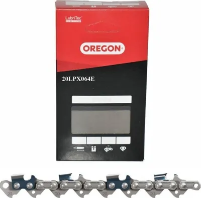 A product box and a chainsaw chain.