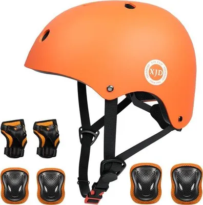 Produktbild von Famanu Schutzset für Kinder, Schützer, Inlineskates, Knieschützer mit Helm für Inlineskates, Skateboard, Fahrrad, Rollschuhe
