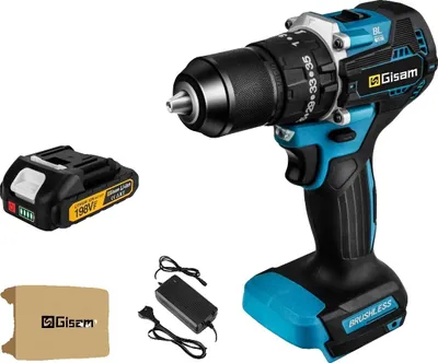 Obrázek produktu pro Akumulátorová příklepová vrtačka, bezkartáčový motor, dvě rychlosti, 1 baterie