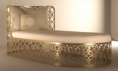 Produktbild von Casa Padrino Luxus Gartenliege Elfenbeinfarben / Champagner-Gold 214 x 107 cm - Handgefertigte Wetterbeständige Liege - Sonnenliege - Poolliege - Hotel Möbel - Luxus Qualität