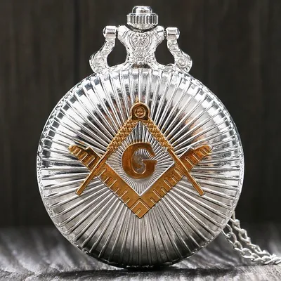 Zdjęcie produktu dla Elegancki Zegarek Kieszonkowy Freemasonry - Srebrny i Złoty KP5818