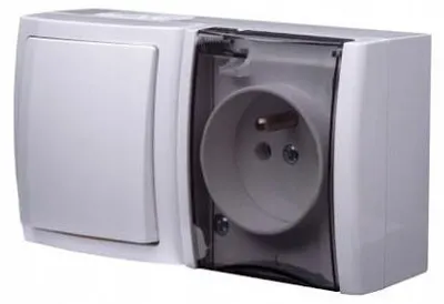 Produktbild von Polmark Bravo Schalter Steckdose Kombination Aufputz IP54 Weiß