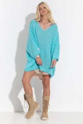 Image de Pull tunique long, bleu, marque Fobya, taille 42/44