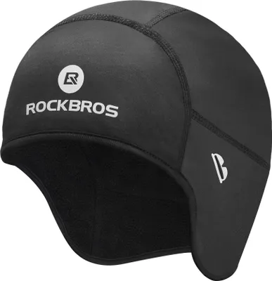 Produktbild von ROCKBROS Fahrrad Kappe Helmmütze Fahrrad Mütze Unterziehmütze Winter mit Brillenlöcher Schwarz