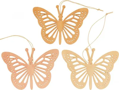 Produktbild von Deko Schmetterlinge Dekohänger Holz Orange Rosa Gelb 12cm - 12er Set, 12 Stück