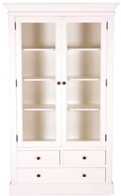 Produktbild von Casa Padrino Landhausstil Vitrinenschrank Antik Weiß 110 x 45 x H. 190 cm - Handgefertigte Shabby Chic Vitrine