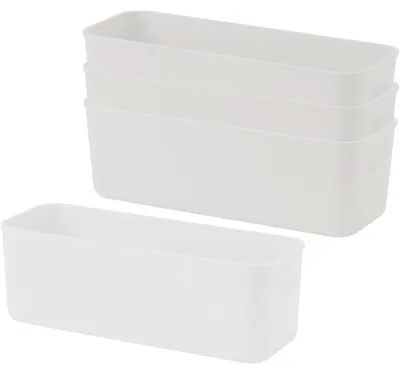 Obrázek produktu pro Úložné boxy s rukojeťmi, plast, bílé barvy, 4 kusy