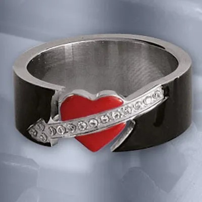 Produktbild von Edelstahl Ring: Herz Damenring Black Love 58 (18.4 mm Ø)