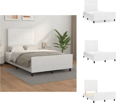 Obrázek produktu pro vidaXL Rám postele s čelem bílý 120x200 cm Imitace kůže - Postele a rámy postelí