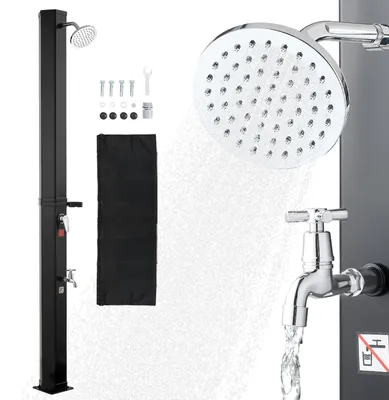 Zdjęcie produktu dla Prysznic solarny VEVOR 35 l, solarny prysznic ogrodowy o wysokości 2160 mm, prysznic basenowy z półką na mydło, regulacja ciepłej i zimnej wody, wolnostojący, prysznic kempingowy do ogrodu, na basen, na plażę, kolor czarny