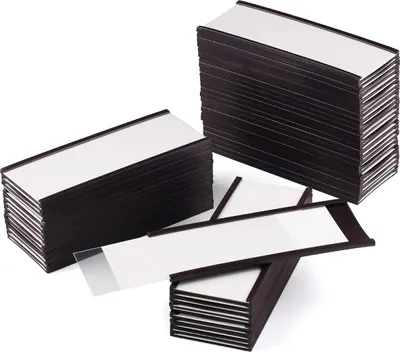Produktbild von Magnetische Etiketten 40 Stück, beschreibbare Magnethalter für Whiteboards, Kühlschränke & Büro, 40 × 100 mm, Schule & Organisation