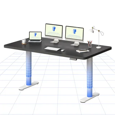 Zdjęcie produktu dla FLEXISPOT CylineX Biurko z regulacją wysokości 160 x 80 cm z eleganckimi zaokrąglonymi nogami 25 mm Jednoczęściowy blat Nośność 80 kg Czarny
