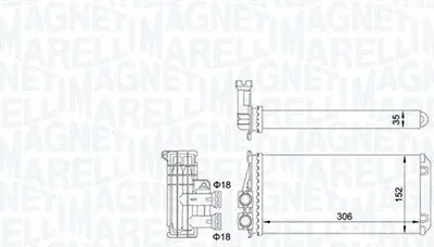 Produktbild von MAGNETI MARELLI 350218435000 Wärmetauscher Innenraumheizung Kühler passend für PEUGEOT 5008 (0U, 0E) 3008 (0U) 3008 (T8) für CITROËN DS5 für DS