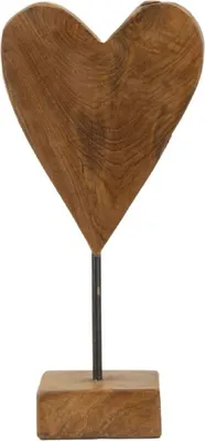 Image de Mauro Ferretti sculpture cœur en teck 15x10x35 cm marron