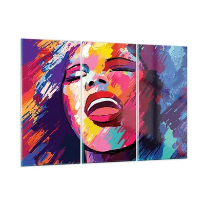 Produktbild von Bilder auf glas - Frau Abstraktion - 105x70cm - Glasbilder - Wandbilder - Kunstdruck - zum Aufhängen bereit - Wanddekoration aus Glas - Glas Bilder - Wandbild auf Glas - 3 Teile - GCE105x70-4019