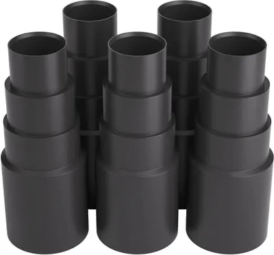 A group of black vacuum cleaner adapters arranged in a grid formation against a white background.