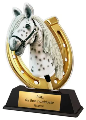 Produktbild von Acryl Hobby Horsing Pokal 10 cm - Trophäe Award mit Pferdekopf Motiv