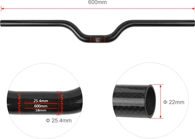 Produktbild von 600 mm ultraleichter Carbonfaser-Riser-Lenker für Mountainbike, Rennrad, 25,4 mm Klemme
