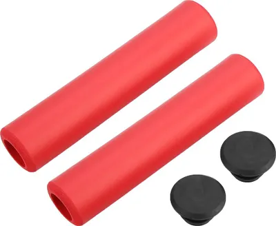 Obrázek produktu pro 1 pár rukojetí na řídítka kola, protiskluzové, odolné proti nárazům, silikonové rukojeti s koncovkami, červené