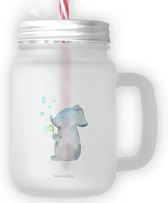 Produktbild von Mr. & Mrs. Panda Glas Elefant Seifenblasen - Transparent - Geschenk, Cocktailglas, Mit Deckel Und Strohhalm, Trinkglas, Mason Jar, Elefanten, Lustige Sprüche, Heimat