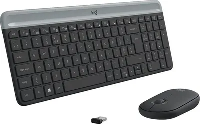 Produktbild von Logitech Slim MK470, Volle Größe (100%), Kabellos, RF Wireless, QWERTY, Graphit, Maus enthalten