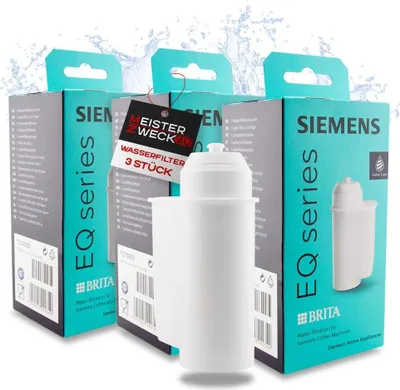 Produktbild von MEISTERZWECK4U Siemens 3x Wasserfilter TZ70003 für Kaffeevollautomat - Kaffeefilter EQ-Serie Supresso Einbauvollautomaten - Brita Intenza Filterpatrone für Kalkschutz, Geruchs & Geschmacksverbesserung