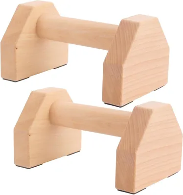 Immagine prodotto di Parallette in legno - Maniglie per flessioni - Allenamento della forza - Struttura in legno massello - 20 x 95 cm - Colore legno