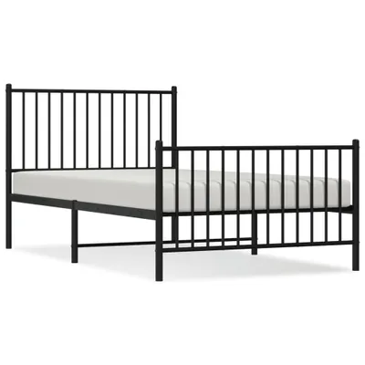 Productafbeelding van Bedframe met hoofd- en voeteneinde metaal zwart 100x190 cm