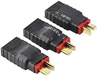 Produktbild von Adapter 3 Stück T-Deans Stecker auf TRX Buchse für RC | 7.4V USB Ladegerät-Anschluss | Kompatibel mit LiPo Batterien für dynamisches Modellbau