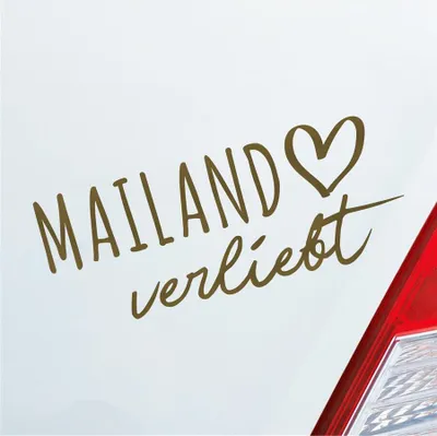 Produktbild von Auto Aufkleber Mailand verliebt Herz Stadt Heimat Liebe Car 19x8 cm Gold Sticker Heckscheibenaufkleber