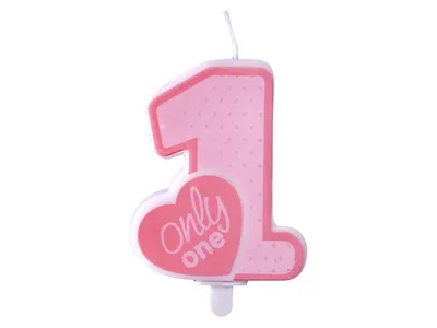 Image de Bougie gâteau 1 rose 1er anniversaire