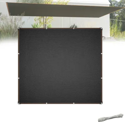 Obrázek produktu pro UISEBRT Markýza 3x3m čtvercová, UV ochrana 95%, propustná pro vítr, ochrana proti povětrnostním vlivům, robustní pro zahradu, terasu, balkon, z HDPE odolného proti roztržení, s 12m lany, antracitová barva