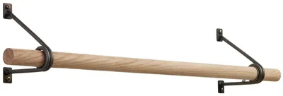 Produktbild von SOTECH Garderobenstangen-Set T120 Rohstahl – Rundstabhalterung Ø 30 mm + Eiche Ø 30 x 800 mm + Clips