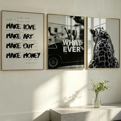 Image de 3 posters esthétiques en noir et blanc pour la décoration murale
