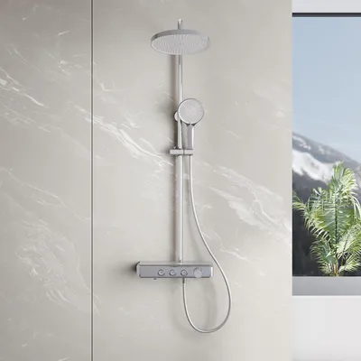 Produktbild von SONNI Thermostat-Duschkopf und -System mit Chromoberfläche, 38 °C Temperaturregelung, drei Sprühmodi,Kindersicherung