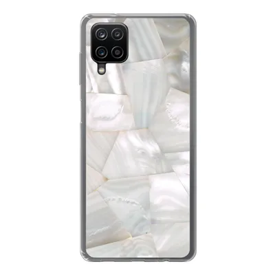 Produktbild von MuchoWow® Handyhülle Schutzhülle Hülle für Samsung Galaxy A12 Naturstein - Perlmutt - Weiß Silikon Softcase Handy Hülle - Bild