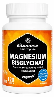 Produktbild von MAGNESIUM BISGLYCINAT 750 mg vegan Kapseln 120 Stück PZN 19461560