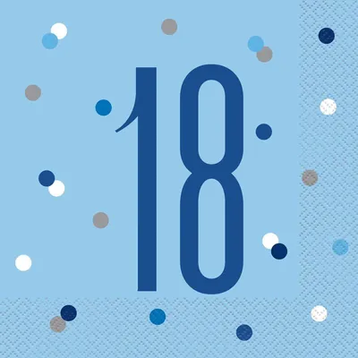 Produktbild von 16 Servietten blau & silber Zahl 18