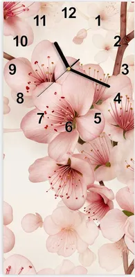 Produktbild von Wanduhr aus Glas mit Motiv Kirschblüten- 30 x 60 cm - inkl. Aufhängesystem