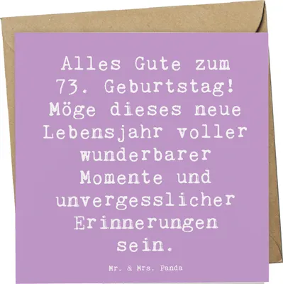 Produktbild von Mr. & Mrs. Panda Klappkarte Spruch 73. Geburtstag - Lavendeltraum - Geschenk, doppelkarte, besondere Momente, Glückwunsch, Glückwunschkarte, Happy Birthday, anlasskarte